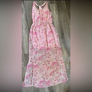 Pink paisley hearts maxi dress size L